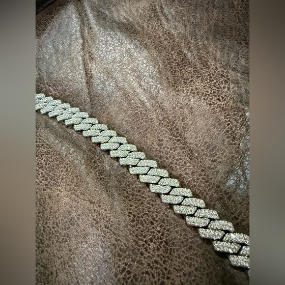 Men’s 18” Iced Out Silver Cuban Link Chain Necklace‎ – Hip Hop Bling Jewelry” - Picture 3 of 8